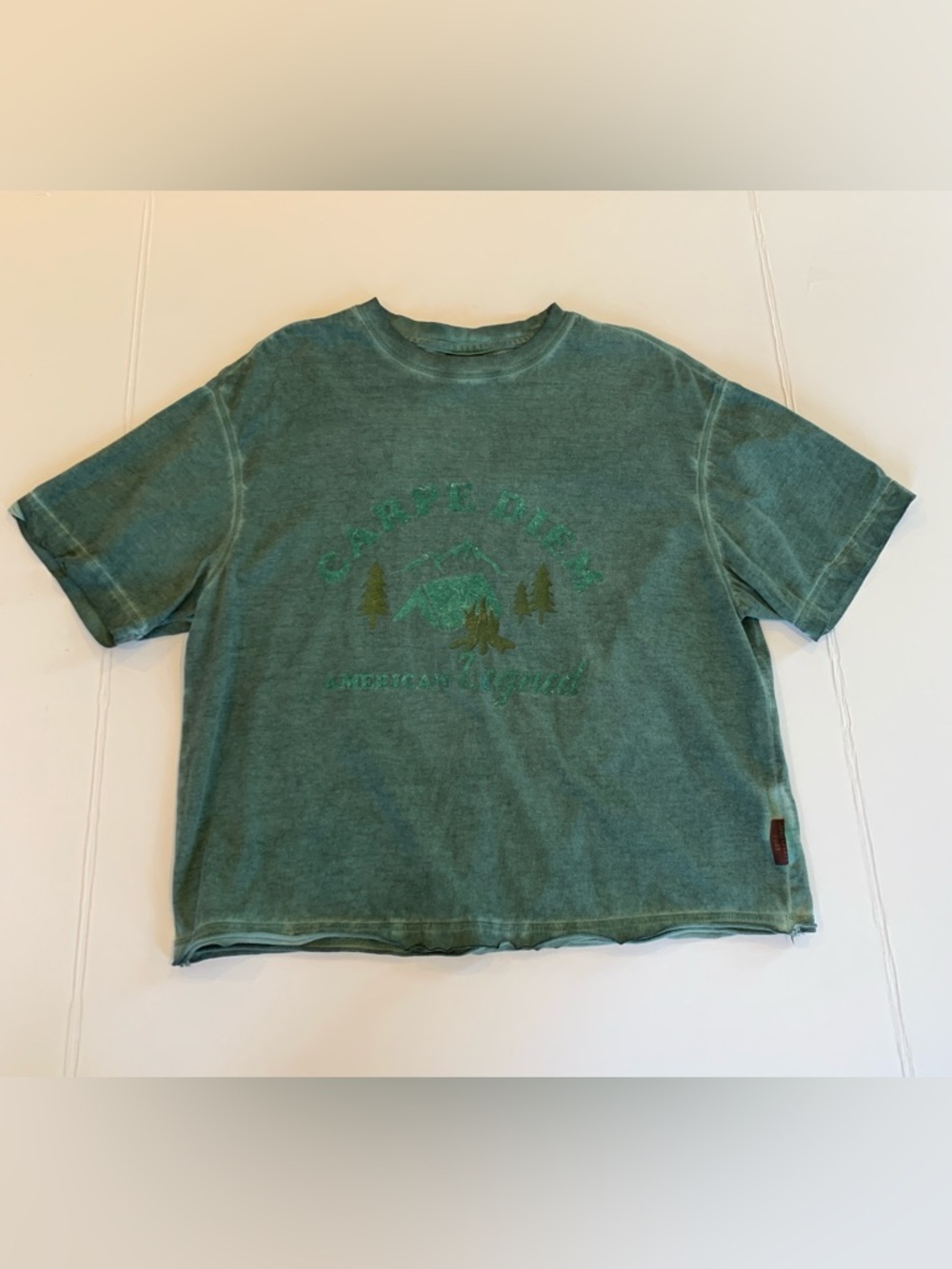 Jeep Women’s One Size Distressed Green Short Sleeve Crewneck 100% Cotton T-Shirt